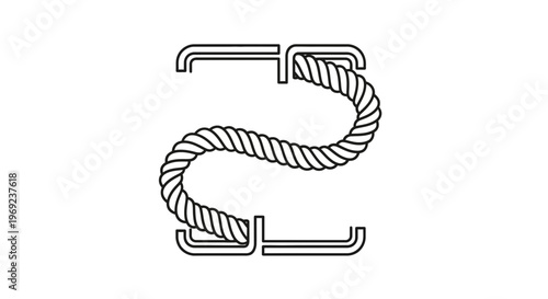 Stylized 'S' letter design formed by a strong twisted rope within sleek bracket contours