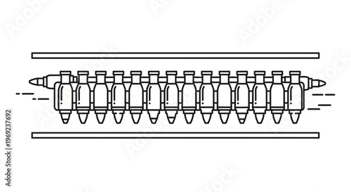 Modern ammunition belt illustration for rapid-fire weapon systems graphic