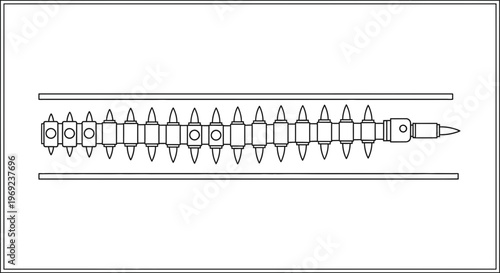 Abstract linear design of a modern mechanical fastening device with sharp elements