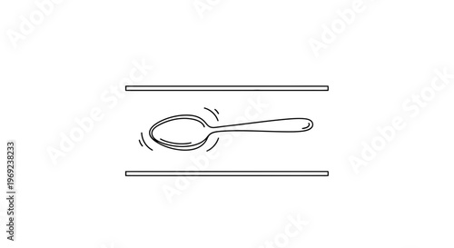 Minimalist black and white line art illustration of a kitchen utensil a simple elegant spoon icon