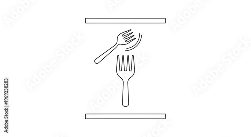 Dynamic culinary utensil hourglass representation with elegant flowing line art concept