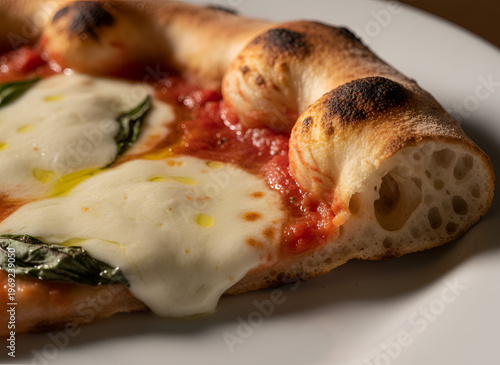 Traditional wood fired gorgonzola cheese pizza with thin crust, gourmet food