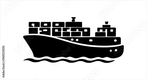 Vector illustration of a cargo container ship, symbolizing global shipping and logistics