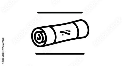 Simple outline icon depicting a neatly rolled towel or mat for various uses and purposes