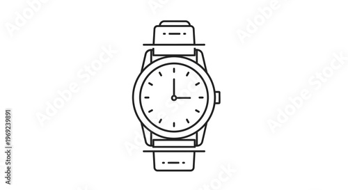 Elegant outline icon of a classic analog wristwatch, perfect for design elements showcasing