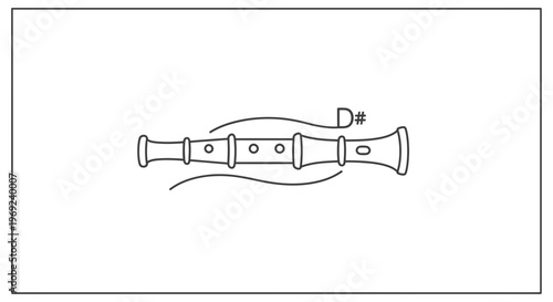 Contemporary illustrative representation of a classic woodwind instrument producing the specific