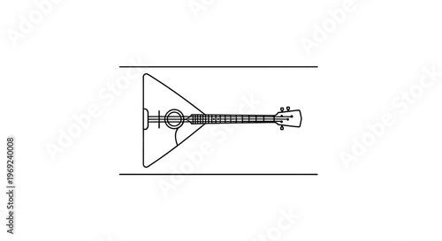 Minimalist Line Art Illustration of a Traditional Triangular Stringed Musical Instrument for