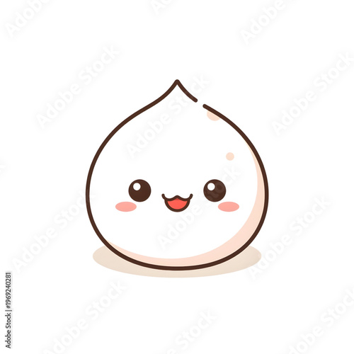 Cute Kawaii White Dumpling Rasgulla Asian Sweet Cartoon Vector