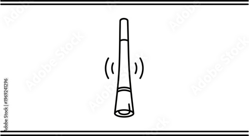 Traditional Indigenous Australian Didgeridoo Wind Instrument with Sound Waves Icon Black and White