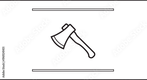 Axe line art illustration representing traditional carpentry tools and logging equipment