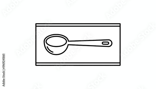 Minimalist black outline drawing of a kitchen measuring scoop essential for precise culinary