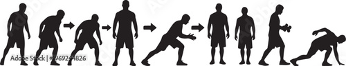 Evolution of a Man Running Silhouette Sequence Illustration