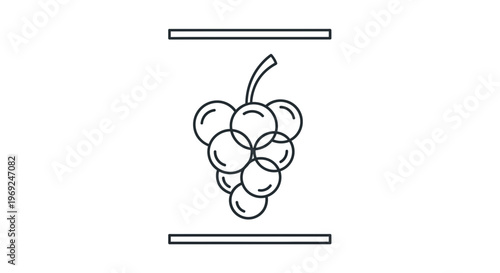 Minimalist outline illustration of a fresh grape bunch, ideal for food and drink related designs,