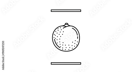 Minimalist line art illustration of a round citrus fruit with subtle texture on a clean white