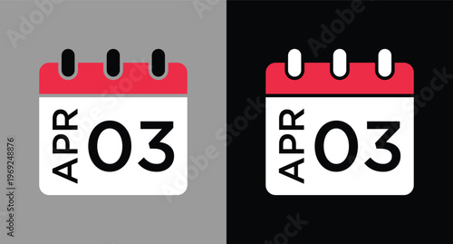 April 3 calendar icon vector