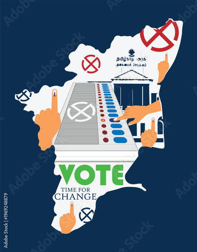 Tamilnadu state Election Concept Vector design Background