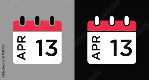 April 13 calendar icon vector