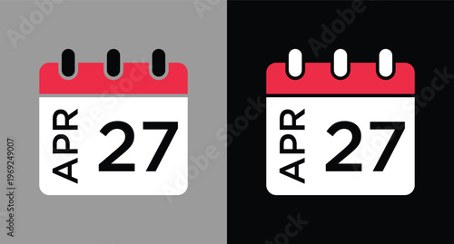 April 27 calendar icon vector