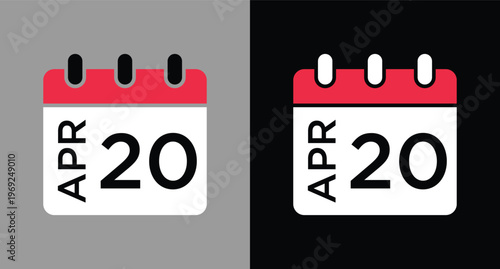 April 20 calendar icon vector