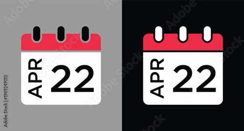 April 22 calendar icon vector