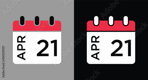 April 21 calendar icon vector