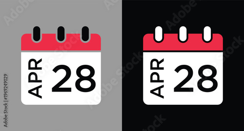 April 28 calendar icon vector