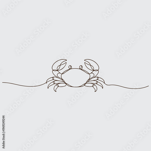 Foto Minimal Crab Line Drawing Marine Illustration