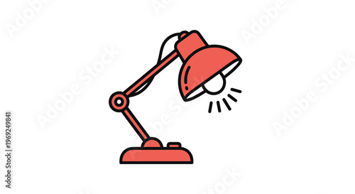 Red Desk Lamp With Adjustable Arm.