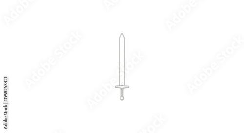 Clean vector line art illustration of a historical European longsword weapon on a white background