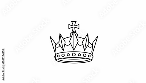 Royal Crown Icon, King Queen Symbol, Monarchy Emblem, Heraldic Crest, Vector Illustration