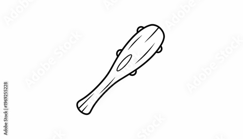 Primitive Wooden Club Icon - Ancient Weapon Silhouette