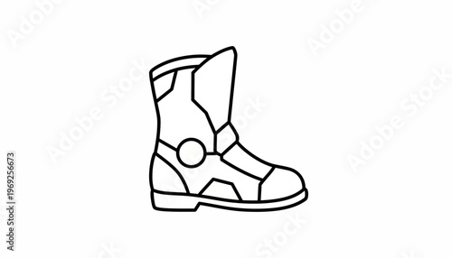 Motorcycle Boot Icon, Outline Style, Vector Graphic