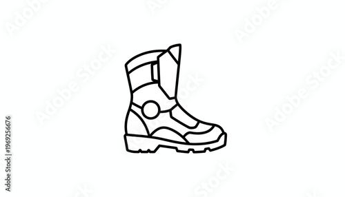 Motorcycle Boot Icon, Outline Style, Vector Graphic
