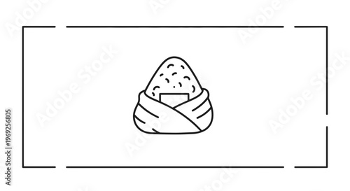 Onigiri Rice Ball Icon, Japanese Food, Simple Line Art, Minimalist Design