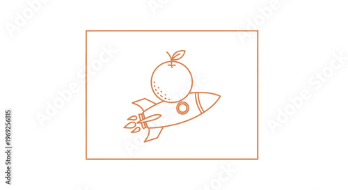 Orange Rocket Launching with Orange Fruit on Top, Space Exploration Concept