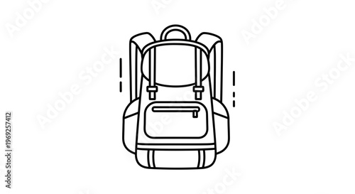 Outline illustration of a versatile outdoor backpack icon for travel and adventure exploration