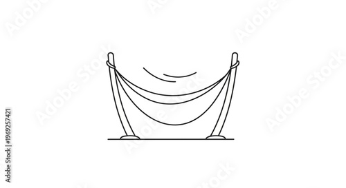 Minimalist line art illustration of a stanchion rope barrier for event crowd control design elements