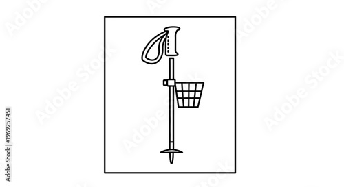Minimalist outdoor trekking pole line art icon for hiking adventures and nature exploration journeys