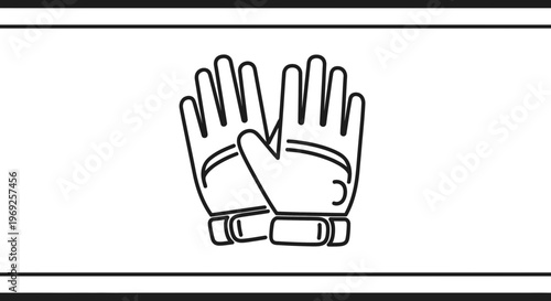Minimalist outline illustration depicting a pair of protective gloves suitable for work or sports