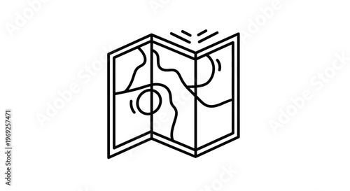 Linear illustration of a destination map for planning journeys and finding locations and points of