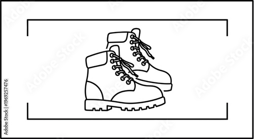Sturdy outdoor footwear graphic illustration representing durability and readiness for adventure