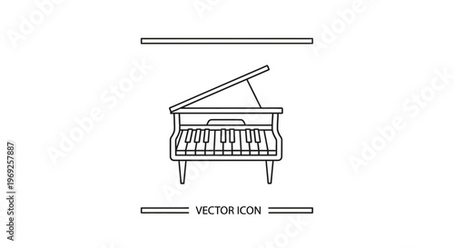 Elegant grand piano vector icon illustration for music-themed designs and digital art projects