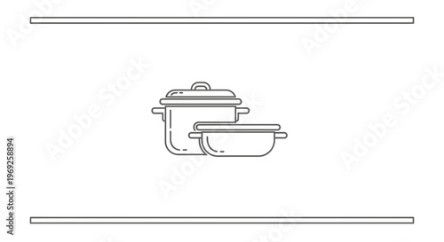 Modern Kitchen Utensils Outline Icon Set Featuring Pot and Pan for Cooking Applications