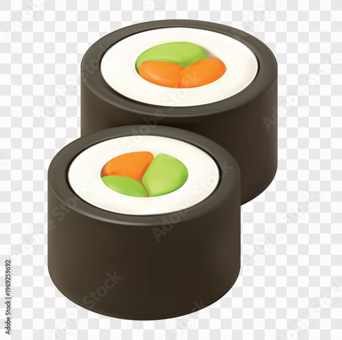 Sushi Vector Icon Set | 3D icon set | a pair of maki rolls