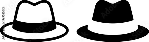 Contrast between a light and dark fedora style hat design shown side by side