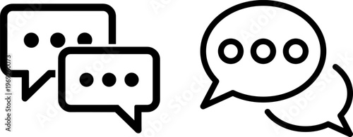 Black and white icons depicting conversation and dialogue bubbles