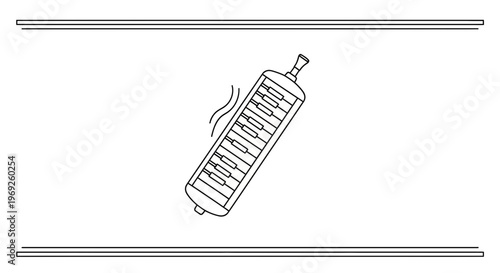 Minimalist line art illustration of a melodica musical instrument with a simple design
