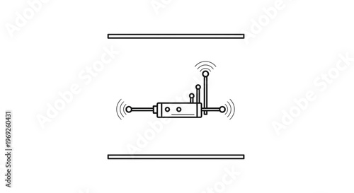 Abstract linear illustration of a wireless communication device emitting radio waves for digital