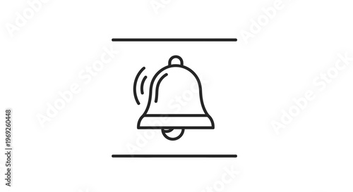 Clean line art notification bell icon for digital alerts and modern communication platforms