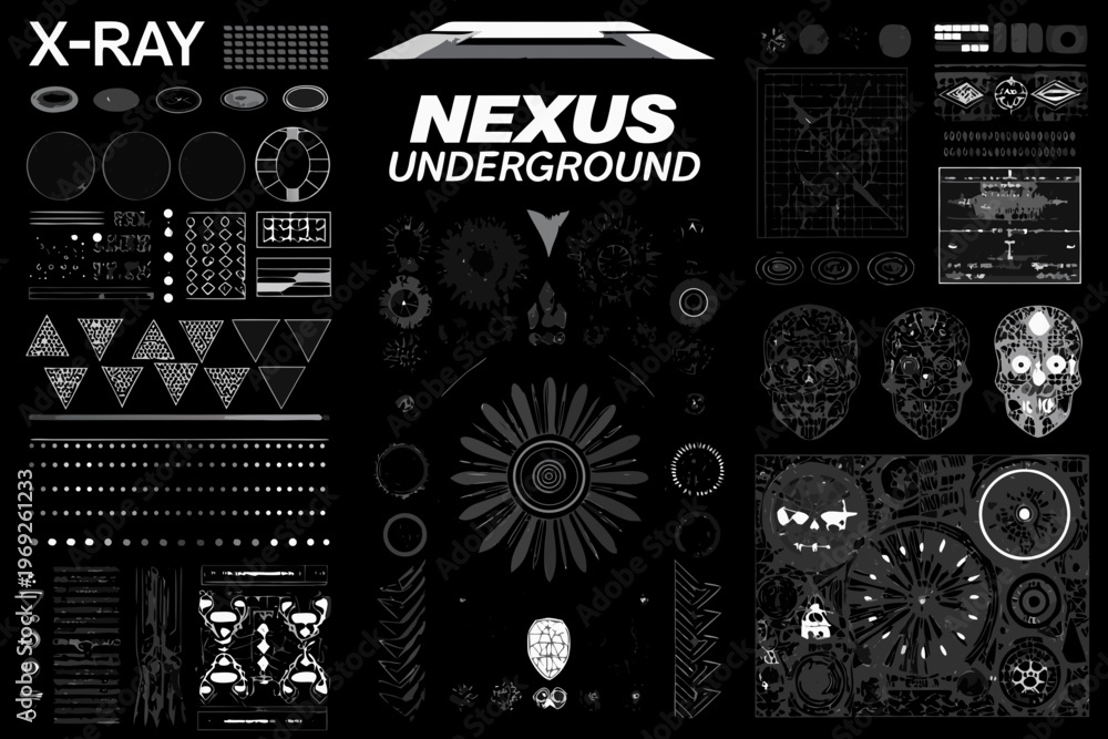 Obraz premium X ray image showcasing nexus underground elements and technical diagrams